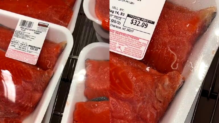 TikToker’s video of live worm inside salmon pack in Costco goes viral