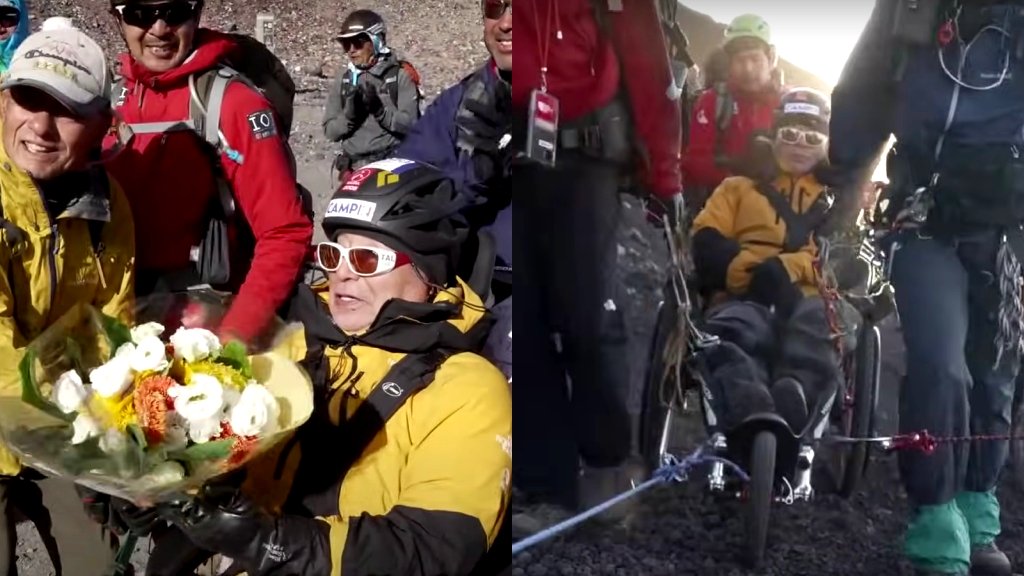 This 90-year-old Japanese mountain climber reached Mt. Fuji’s peak in a wheelchair