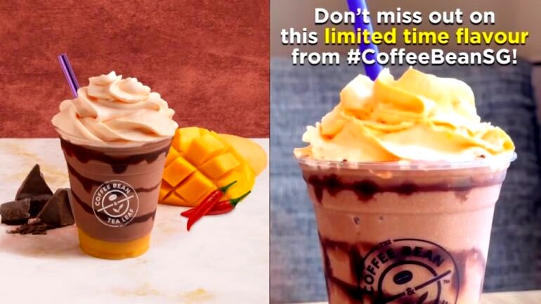 Coffee chain selling a new drink with mango, chocolate and chili in Singapore