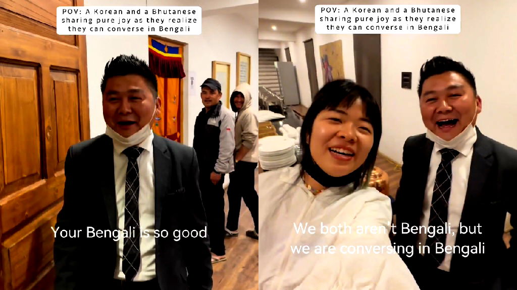 Video: Korean woman, Bhutanese man go viral for speaking fluent Bengali