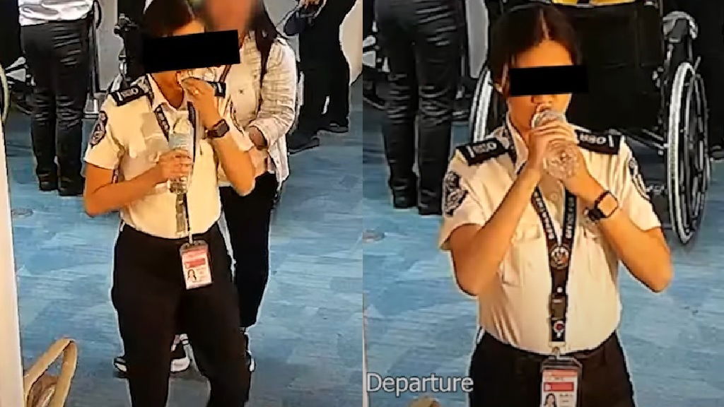 Caught on tape Filipino airport officer stuffs money stolen from passenger into her mouth