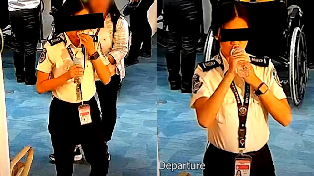 Caught on tape: Filipino airport officer stuffs money stolen from passenger into her mouth