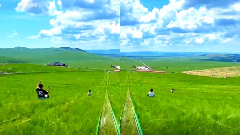 These grass slides in China are taking Instagram users to ‘heaven’