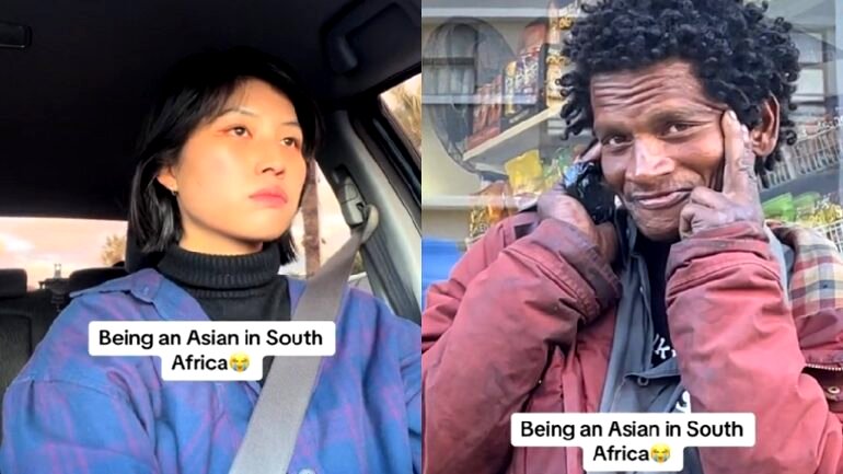 Asian woman’s video of homeless man in Cape Town doing slant-eye gesture goes viral