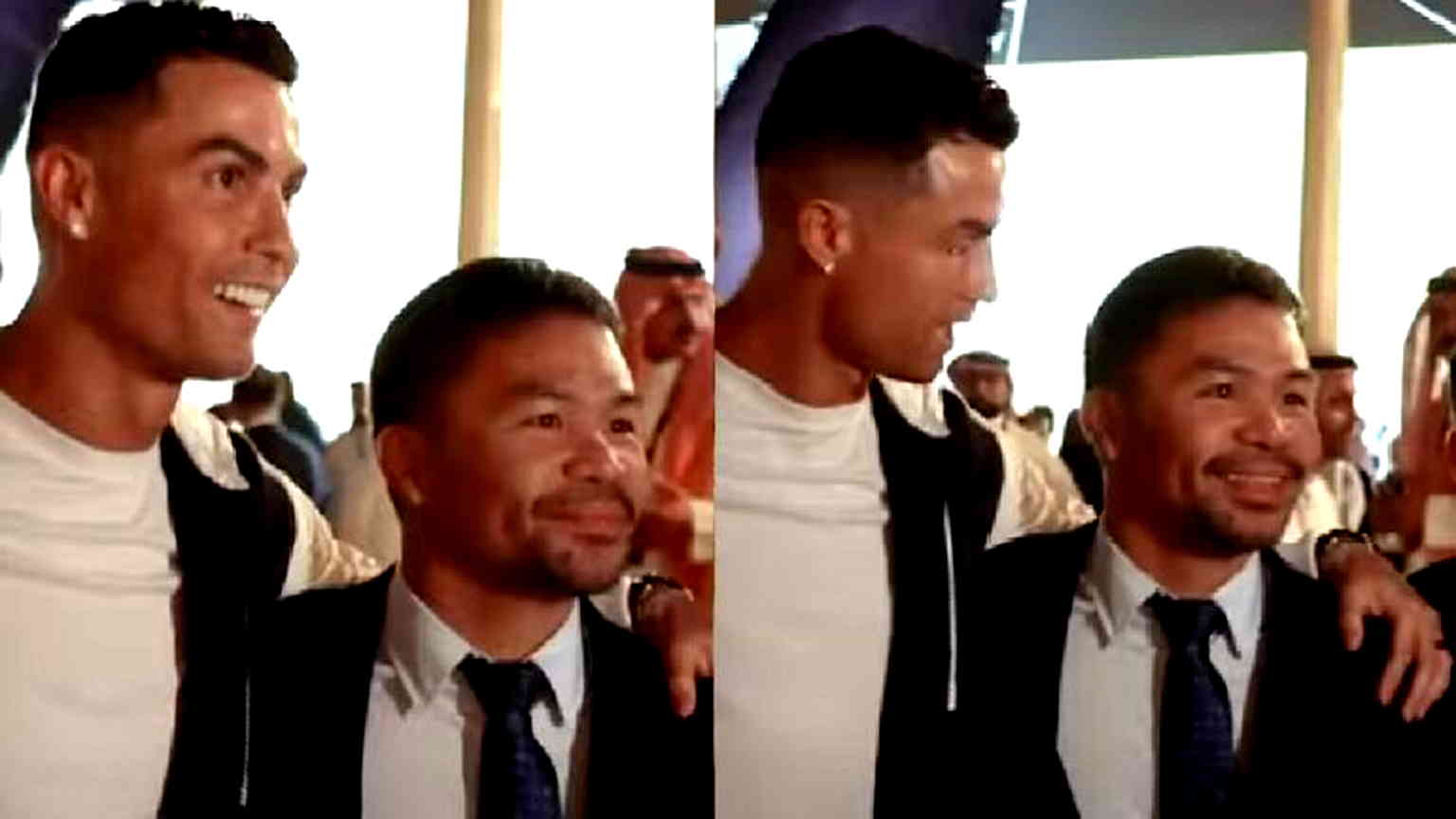 Watch: Cristiano Ronaldo yells out to Manny Pacquiao in wholesome encounter in Riyadh