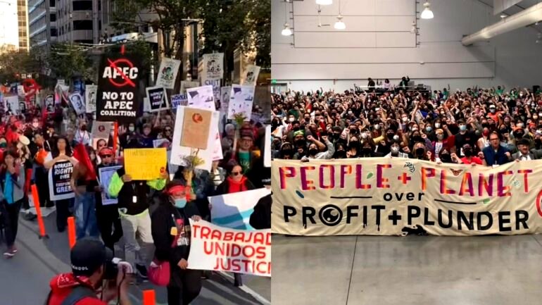 Thousands march through San Francisco to protest APEC