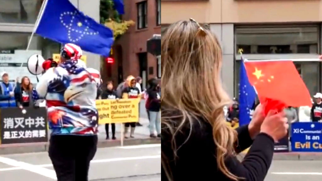 Video of APEC protester attempting to light Chinese flag on fire goes viral