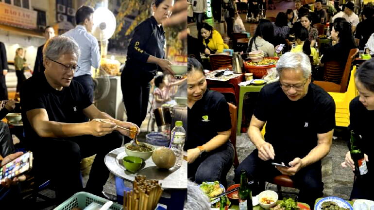 Nvidia’s billionaire CEO Jensen Huang enjoys Vietnam’s street food during Hanoi visit