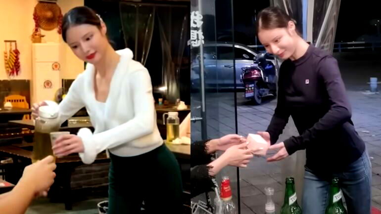 Watch: Waitress in China goes viral for her robotic-like movements