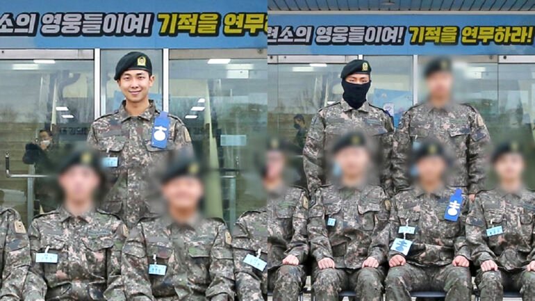 Group photos featuring BTS’ RM, V released by military training center