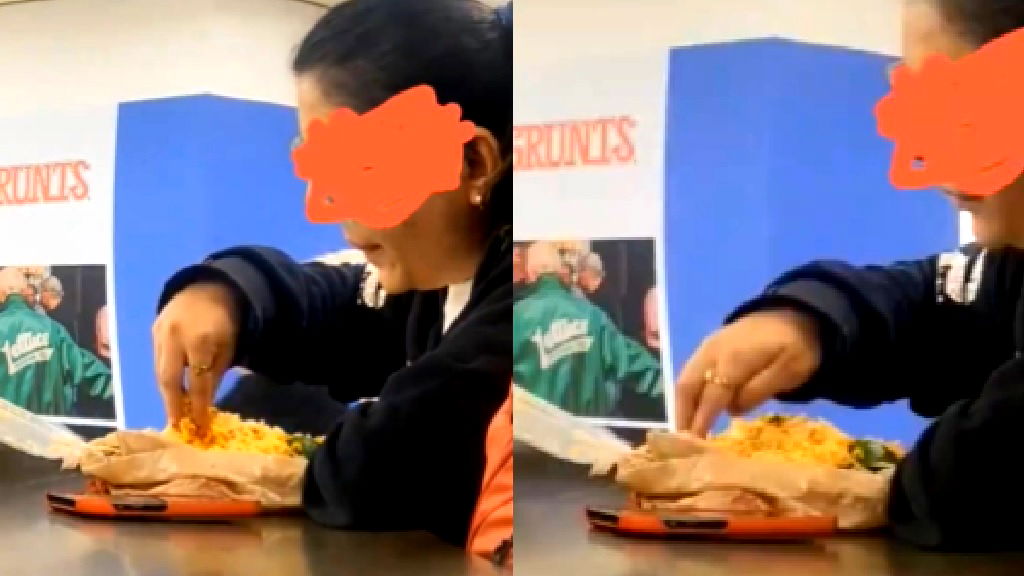 Woman shamed online for eating rice with bare hands in public