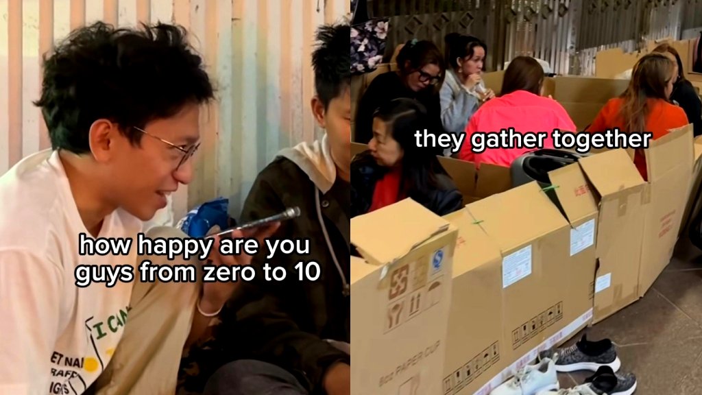 Video of foreign domestic helpers on cardboard boxes in Hong Kong streets goes viral
