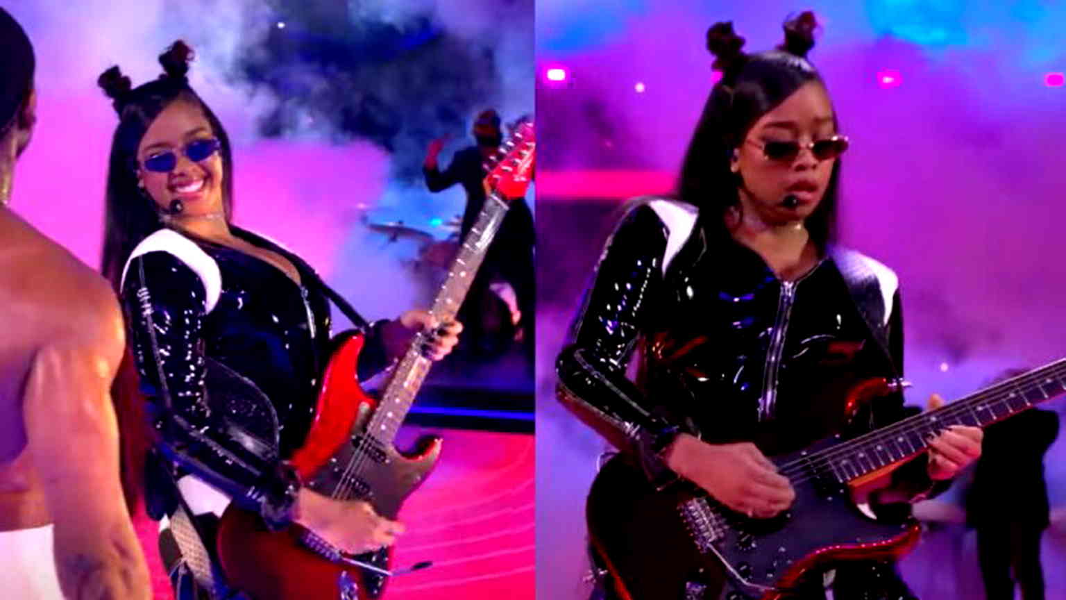H.E.R. electrifies 2024 Super Bowl with guitar solo during Usher’s halftime show