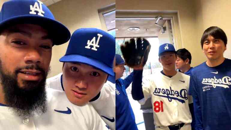 Watch: Shohei Ohtani, Yoshinobu Yamamoto learn Spanish greetings from teammate