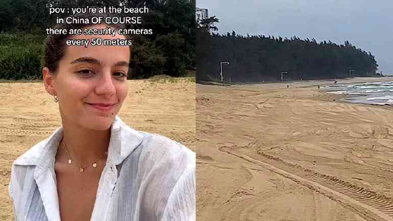 Watch: French student shocked to find cameras lining Chinese beach