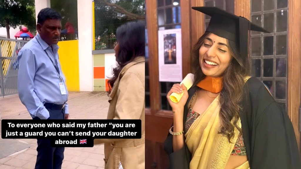 Daughter of security guard in India goes viral for her inspiring graduation story