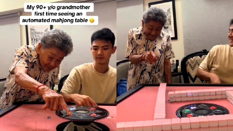 Watch: Singaporean grandma’s ‘so cute’ reaction to automated mahjong table