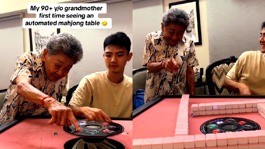 Watch: Singaporean grandma’s ‘so cute’ reaction to automated mahjong table