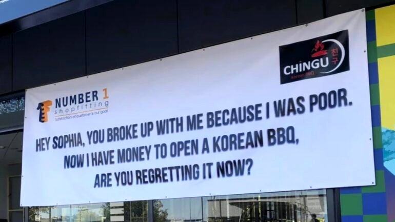 Korean restaurant in Melbourne goes viral over public sign for ex-girlfriend