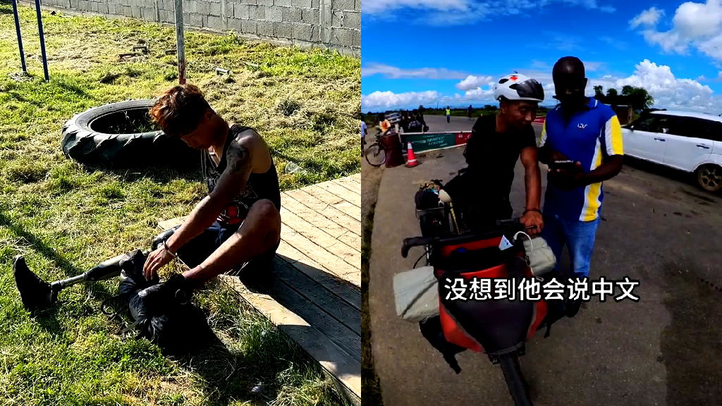 Chinese man who lost his arm and leg travels the world on his bike