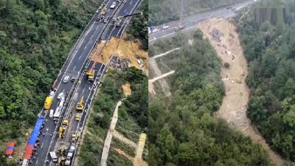 Chinese truck driver uses own vehicle to keep cars off collapsed highway