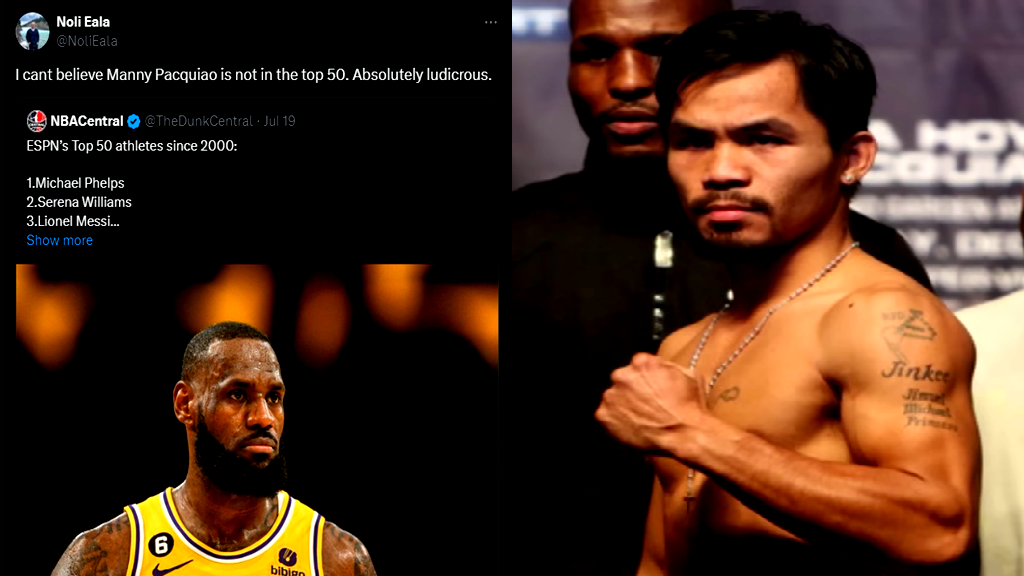 ESPN’s ranking of top 100 athletes draws backlash for Pacquiao’s low placement