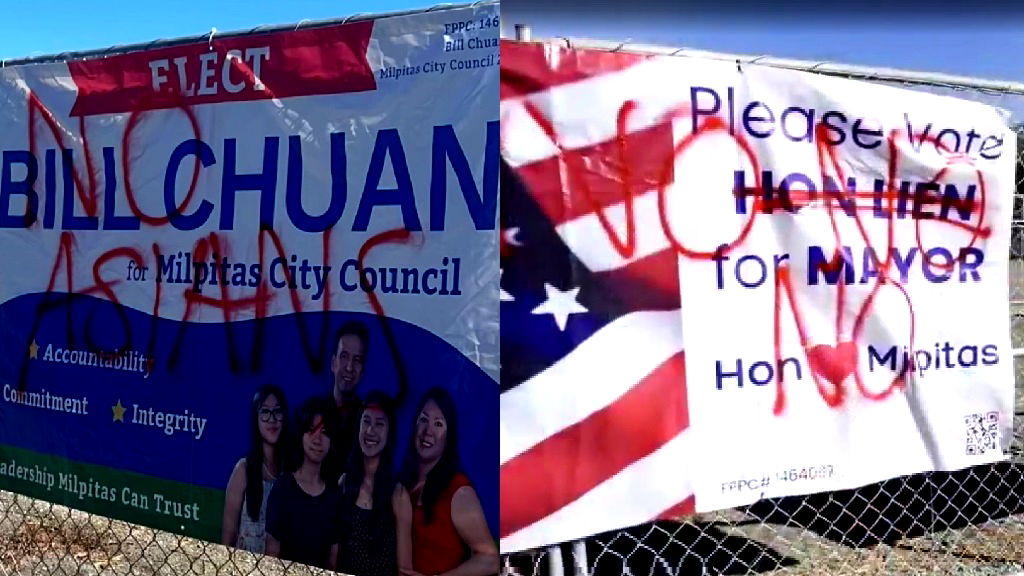 Silicon Valley Asian candidates’ campaign posters hit with hate graffiti