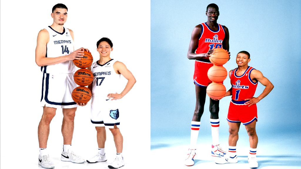 Grizzlies rookies Zach Edey and Yuki Kawamura recreate iconic NBA photo