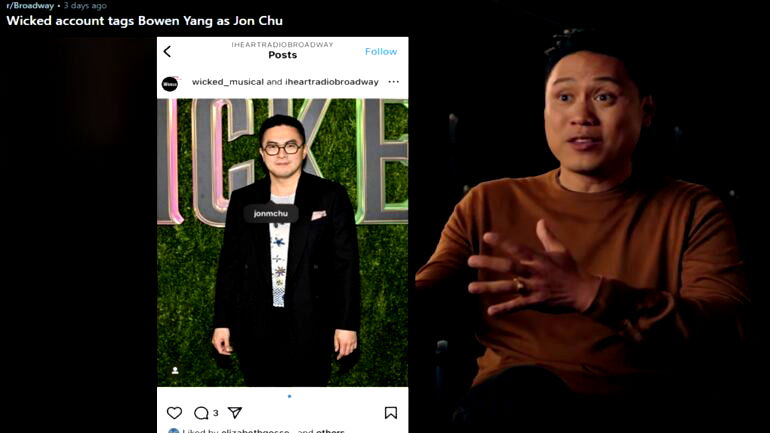 iHeartRadio misidentifies Bowen Yang as Jon M. Chu on Instagram