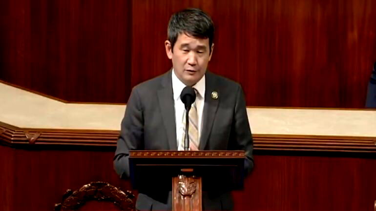 Sen. Dave Min condemns calls for conditional California wildfire aid in 1st floor speech